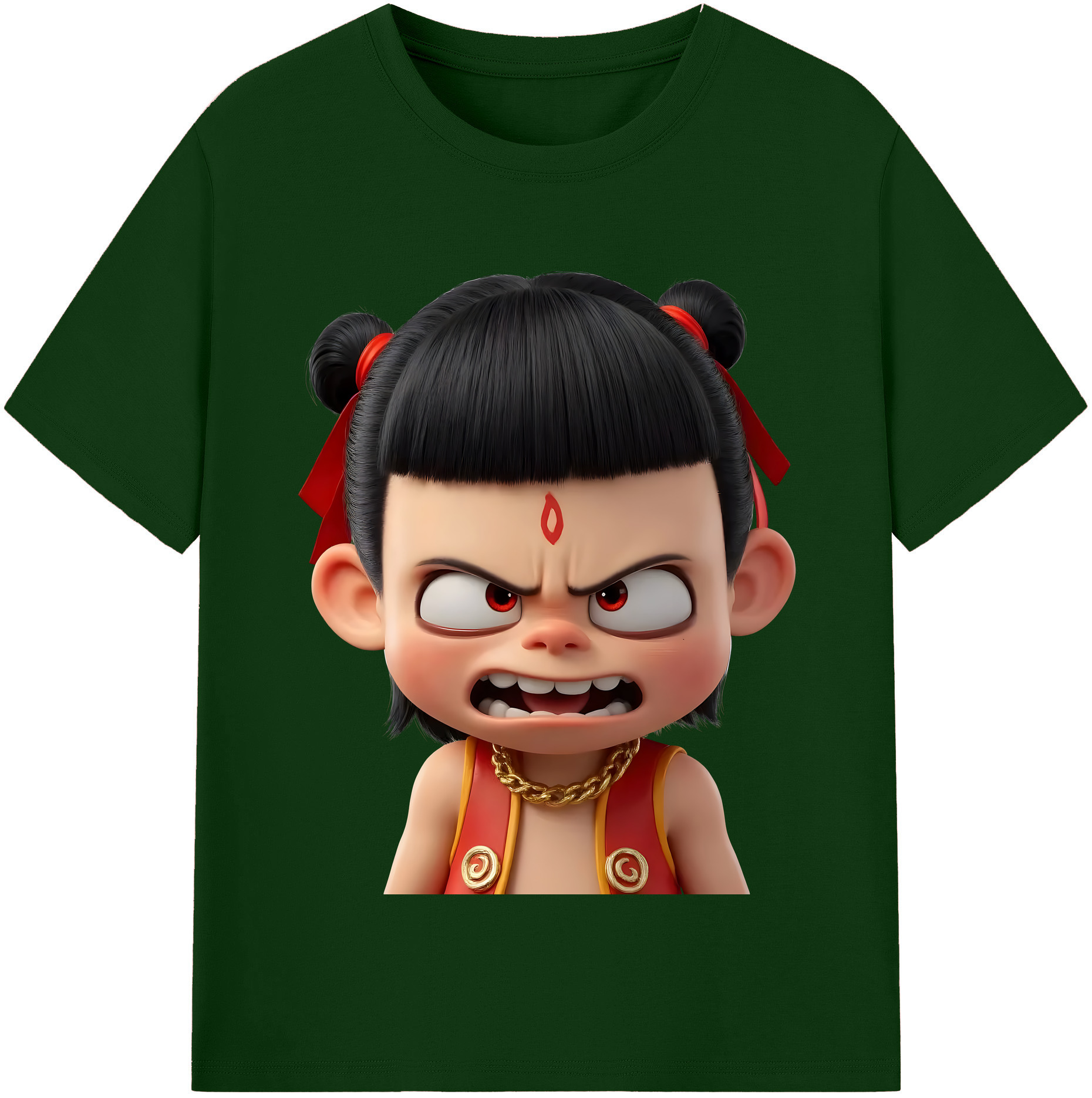 （画像用） Ne Zha 2 ナタ 魔童の大暴れ 綿100％半袖Tシャツ（フロントプリント）